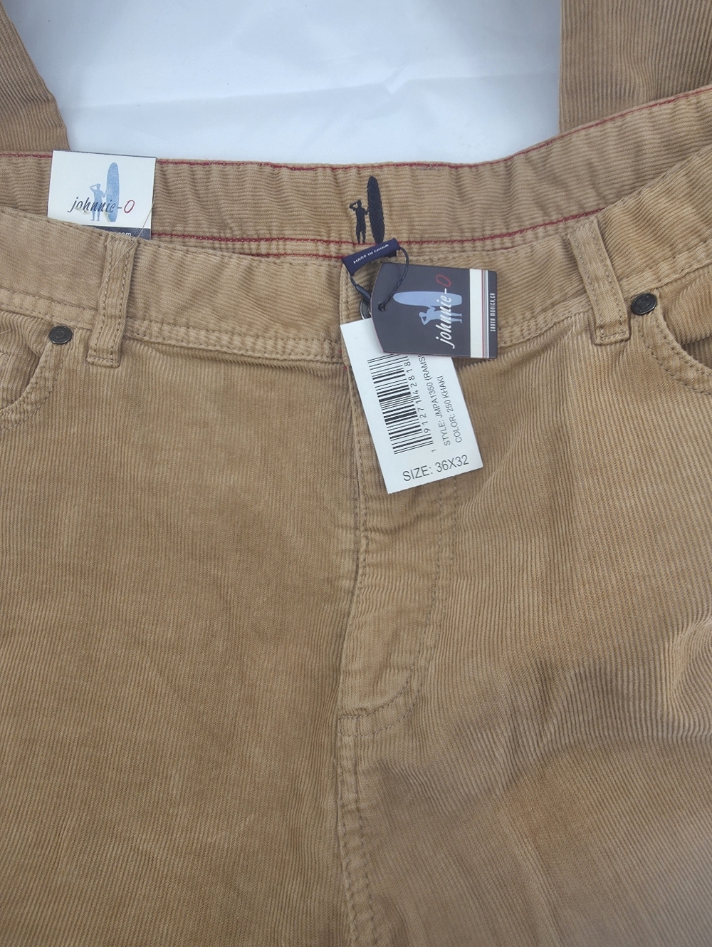 Johnnie-O Corduroy Pants Mens 36x32 Tan Brown Ramsey Straight Pocket Stretch NWT